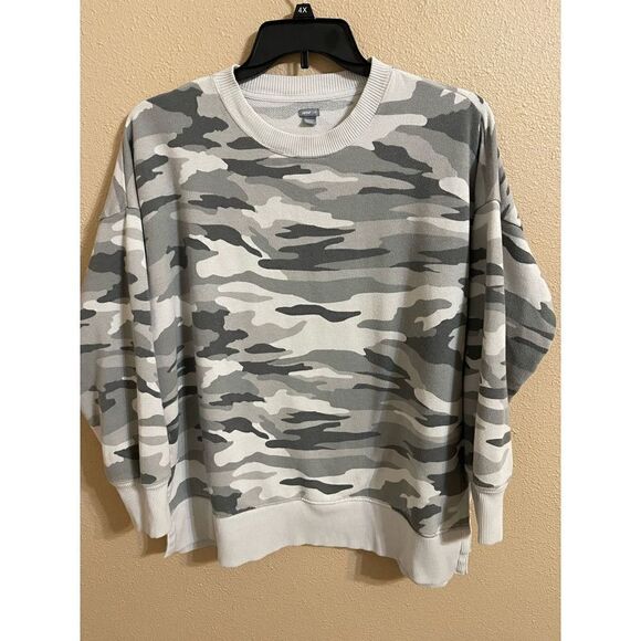 Aerie Grey Camo Oversized Sweatshirt - Picture 1 of 6